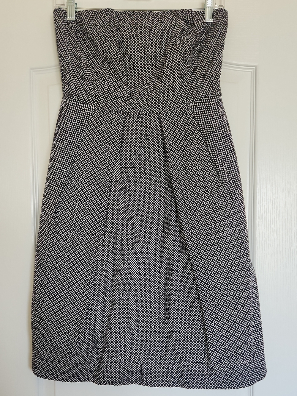 J. Crew Navy & White Strapless Textured Midi Dress